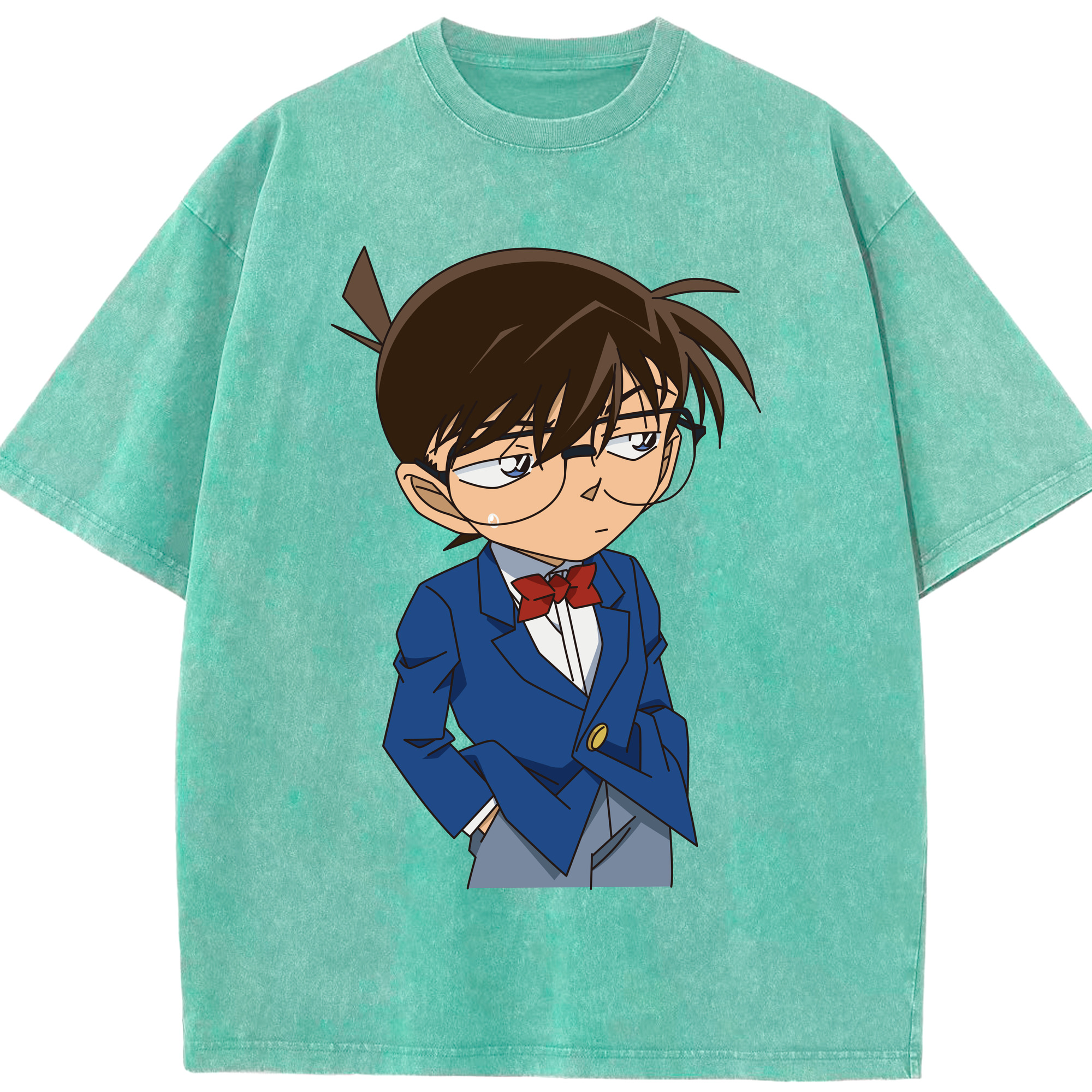 （画像用） 名探偵コナン 江戸川 コナン Detective Conan Conan Edogawa 綿100% ヴィンテージ風 半袖Tシャツ（フロントプリント）